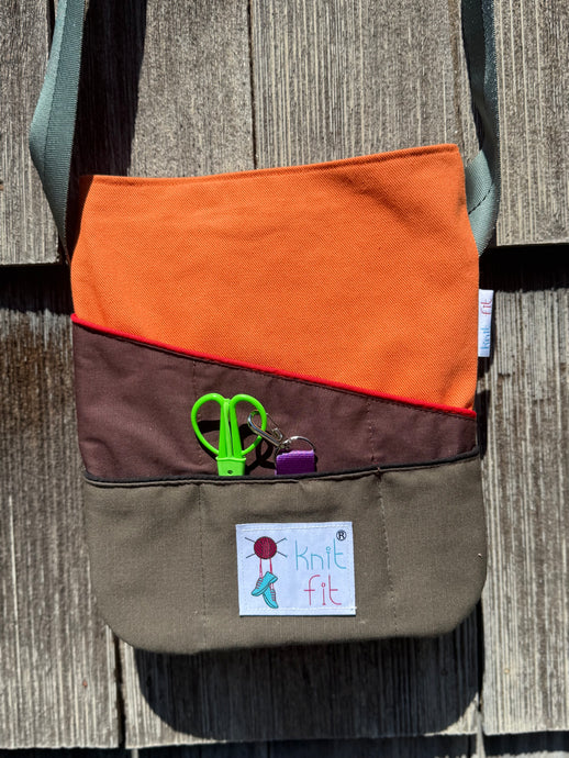 Small Orange Knit Fit Crossbody Bag