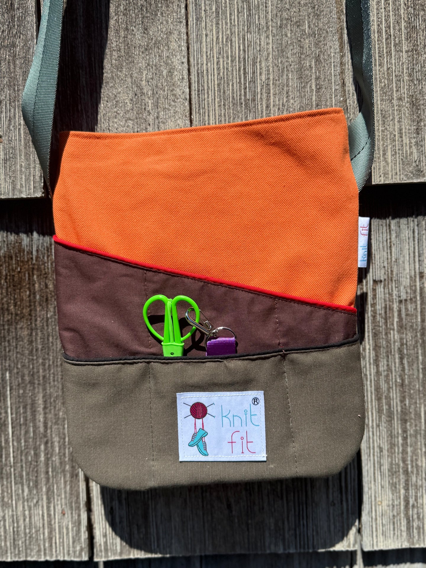Small Orange Knit Fit Crossbody Bag